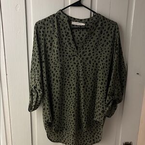 Lush Olive Green Patterned Blouse